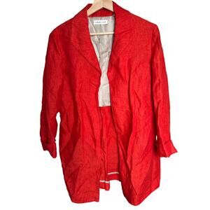 Coldwater Creek Size 12 Blazer Linen Red Long Sleeve Open Front